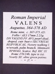 Roman Imperial Valens 364-378 AD Rome Mint, Nearly XF Olive Green Patina COA