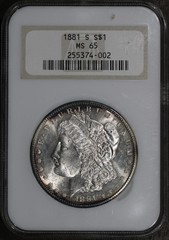 1881-S (MS65) Morgan Silver Dollar $1 NGC Fatty Old Holder