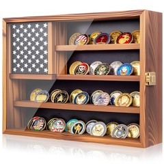 Military Challenge Coin Display Case – Wall Mount Shadow Box for Medals & Coins,