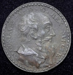 “1560” Sweden King Gustavus I Vasa Birth & Death Memorial Medal Zinc 22mm