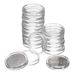 20Pcs 24mm Silver Dollar Coin Holders Round Plastic Coin Capsule Acrylic