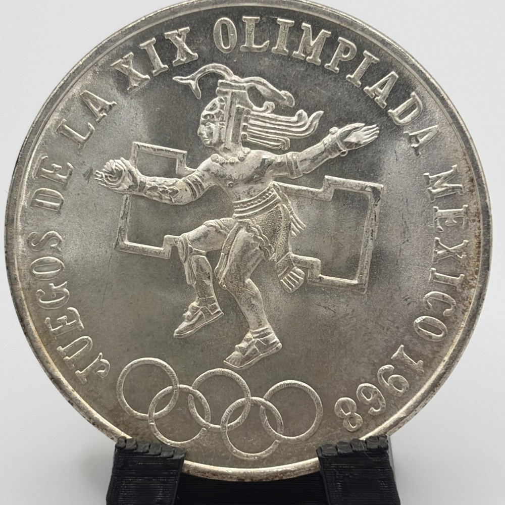 1968 Mexico Silver 25 Pesos BU Condition Coin Olympics, 0.72 Silver