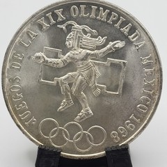 1968 Mexico Silver 25 Pesos BU Condition Coin Olympics, 0.72 Silver