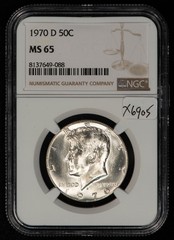 1970-D 50c Kennedy Silver Half Dollar – NGC MS 65 – SKU-X6905