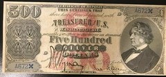 Reproduction Copy $500 1878 Charles Sumner US Paper Money Currency Silver Cert