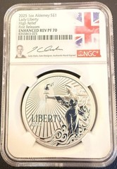 2025 1 oz Lady Liberty High Relief NGC Enhanced Rev PF 70