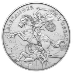 1 Troy oz Alexander the Great Design .999 Fine Silver Round