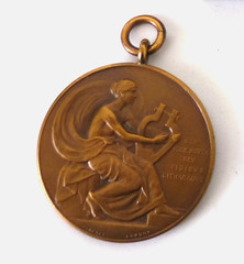 John Pinches London Art Deco 1925 Metal Elocution & 2 Bronze Operatic Medals Box