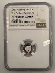 2017 British Royal Mint Quarter Sovereign Platinum Proof PF70 NGC