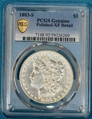 1883-S Morgan Silver Dollar $1 PCGS Genuine Polished-XF Detail Cert#7148