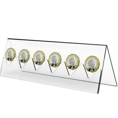 6-Slot Plastic Transparent Commemorative Coin Collection Acrylic Stand Holder