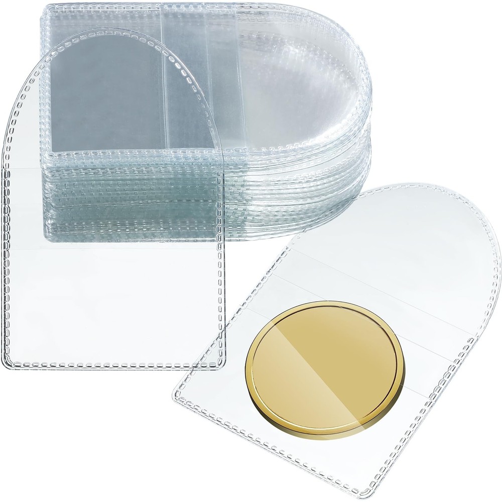 50 Pcs Single Pocket Coin Sleeves Collector Individual Clear Plastic Sleeves Hol