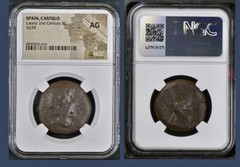 Very Large 200BC-151BC NGC Graded Ancient Celtic Iberian Coin Castulo Rare