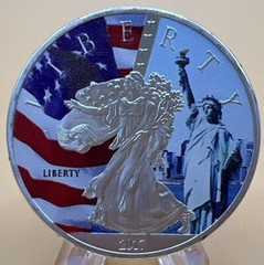 * Beautiful Statue of Liberty With Walking Liberty And US Flag 🇺🇸 Liberty Coin