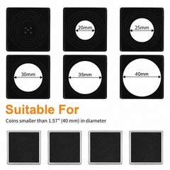 40PCS Adjustable 2×2 Coin Holder Snap Capsule Silver Dollar Collection Case 40mm