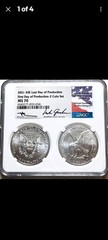 2021 SILVER EAGLE Last – First Day of PRODUCTION in DUAL HOLDER NGC MS70 🦅