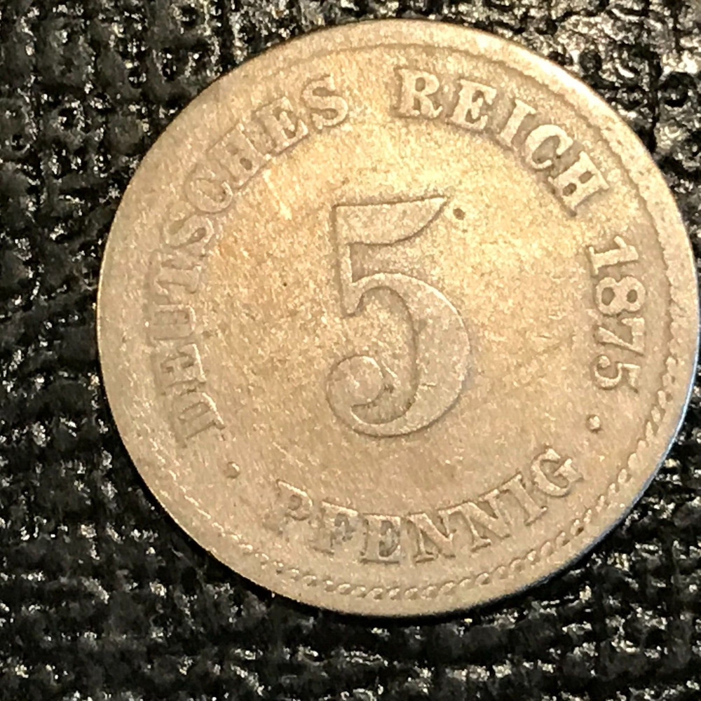 VERY FINE VF 1875 A GERMANY 5 PFENNIG COIN-DEC152