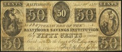 1840 50C (Fifty Cents) Baltimore Savings Institution, MD – Obsolete – SN#1347