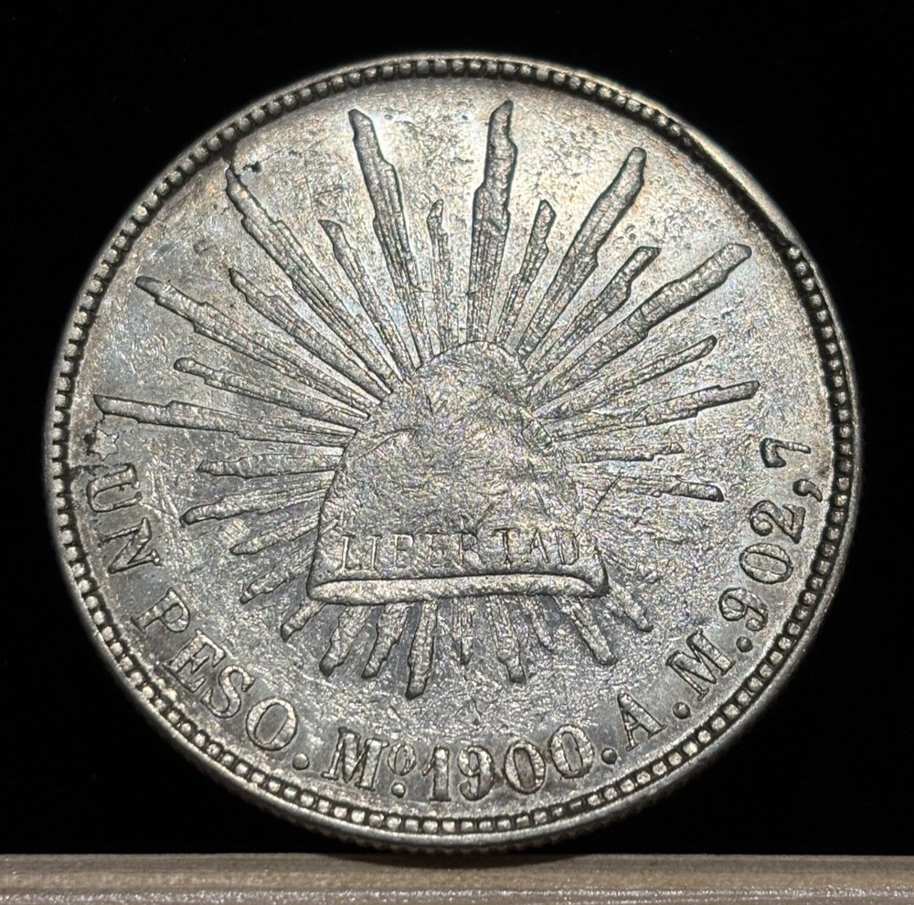 MEXICO 1 Peso 1900 Mo Mexico City Mint, Libertad, Nice Details EF-AU. A2