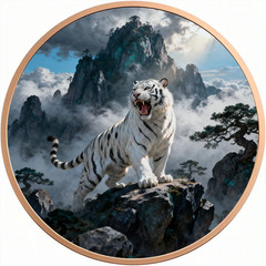 Tiger Theme 5 AVDP Ounces 999 Pure Copper Coin Medal High Relief Colorized Col