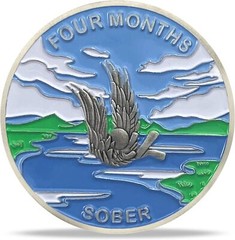 4 Months Sobriety Coin AA Alcoholics Anonymous Medallion Sobriety Gifts For Men