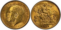 1915 1/2 Sovereign Gold Coin S-4006 Great Britain MS63 Geogivs V Gnumismatist