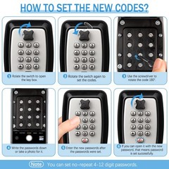 Key Lock Box for Outside Wall Mount 12-Digit Mounted-Grey
