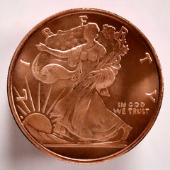 1/2 oz Walking Liberty Copper Bullion Round .999 Fine Copper Round BU