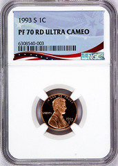 1993-S Lincoln Cent Graded PF70RD Ultra Cameo by NGC – Registry Quality Coin