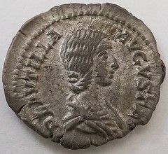 Ancient Roman Empress Plautilla Silver Denarius Minerva Reverse AD 202-205