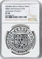 2024-Mo US Silver 1oz Proof Medal NGC PR70 Ultra Cameo Ascension of Louis I 40mm