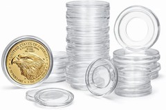 Gold Coin Holder Variety Pack – 25 Capsule Set (5 Each: 16mm, 22mm, 27mm, 32mm,