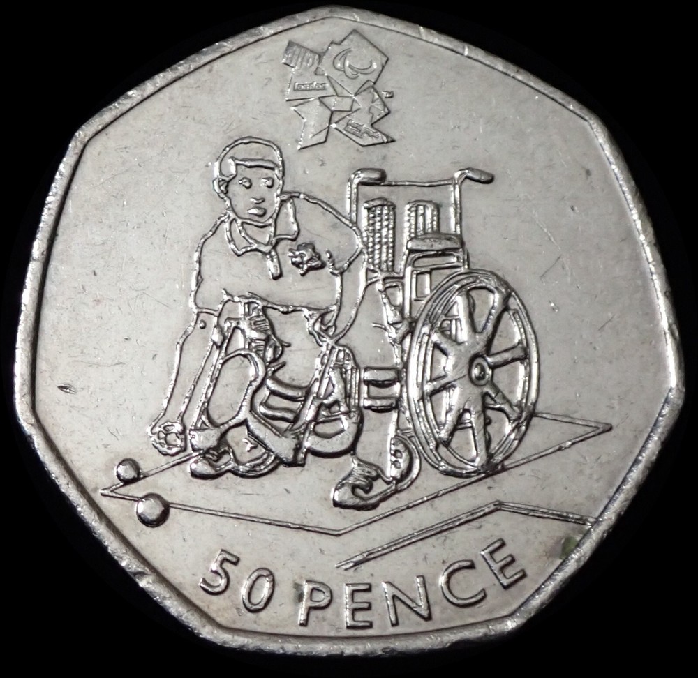 UK 50 Pence 2011 Elizabeth II London 2012 Boccia Coin WCA 572