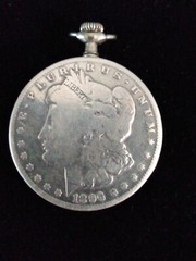 1896 Morgan Silver Dollar UNIQUE Pocket Watch 13 Jewels Swiss Movement