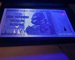 AUTHENTIC ZIMBABWE 100 TRILLION DOLLARS 2008 AA SERIES P91 UNC UV PASSED COA