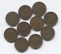 10 Antique Indian Head Pennies Cent Collection Lot w/ 2 pre-1900’s Nice Old Set