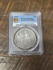 1877-S US Trade Dollar $1 Silver PCGS Genuine Scratch XF Detail Cert 53741469