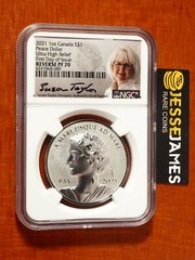 2021 CANADA REVERSE PROOF SILVER PEACE LIBERTY NGC PF70 FIRST DAY OF ISSUE FDI