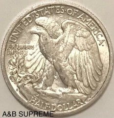 (1) “S” Mintmark Walking Liberty Half Dollar Au-Bu Uncirculated 90% Silver