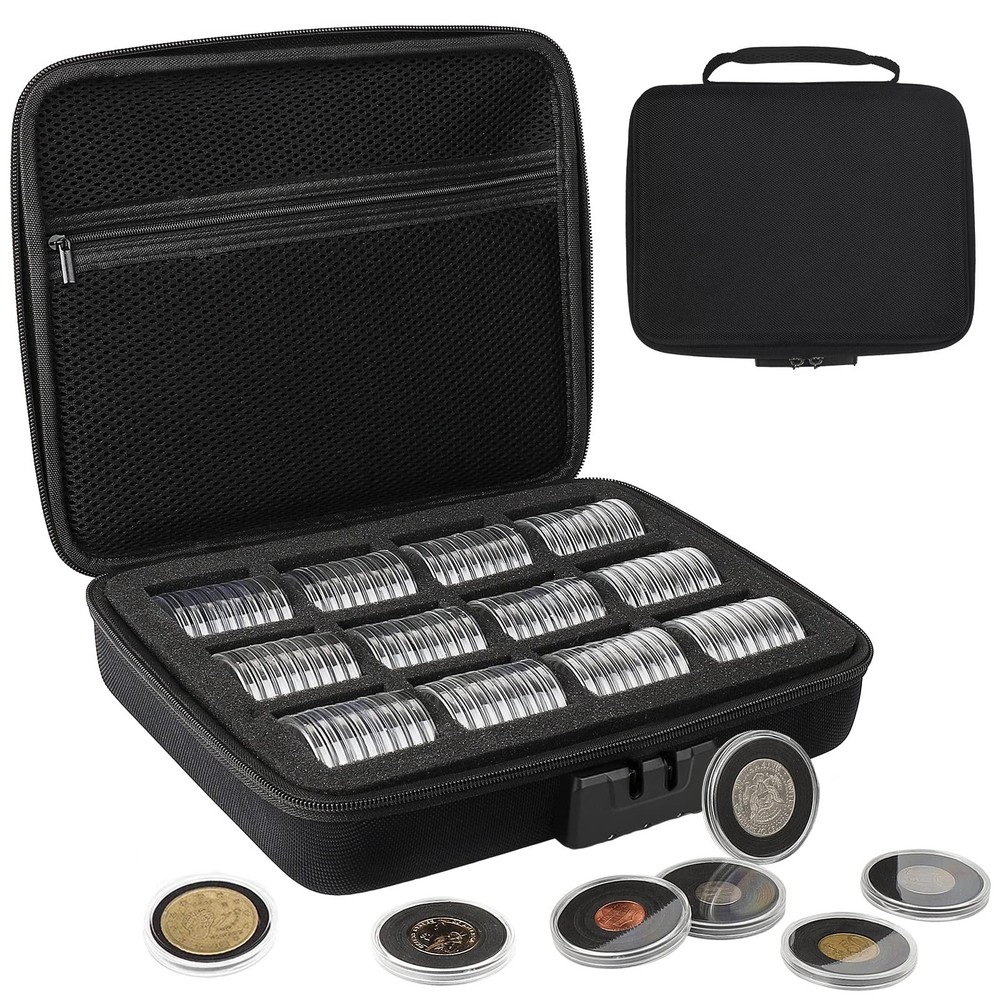46Mm Coin Capsules with 11 Sizes Foam Gasket and Plastic Storage Organizer Box,