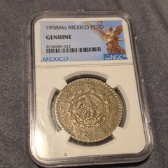 1958 Mo Mexico 1 Peso Silver Coin NGC Genuine KM#456 Cert 8336969-022