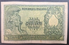 1951 Italy 50 Lire P91a, 2198-079391.