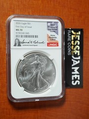 2026 SILVER EAGLE NGC MS70 ANNA CABRAL SIGNED FIRST DAY OF ISSUE FDI LABEL