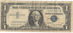 1957-B US One Dollar Circulated Silver Certificate Star Bank Note