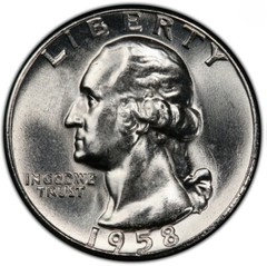 Washington Silver Quarter 1958 PCGS MS 64 90% Silver Uncirculated 25c Coin lot
