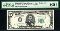 1950D* $5 Richmond STAR Federal Reserve Note FRN • 1965-E* • PMG 65 EPQ