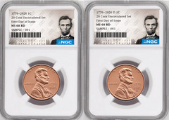 2 Coin set, 1776-2026 P & D Lincoln Cent , NGC MS 68 RD FDOI, Lincoln Presale