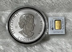 Silver & Gold Lot! PAMP Gold Gram Assay # (D778715) 3/4Oz. Silver Canada Round!