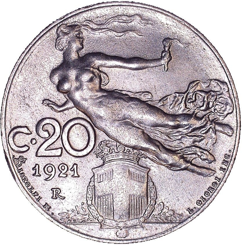MIRROR FINISH 20 Centesimi Coin – 22mm Stainless Stl- LIBERTY IN FLIGHT – Superb