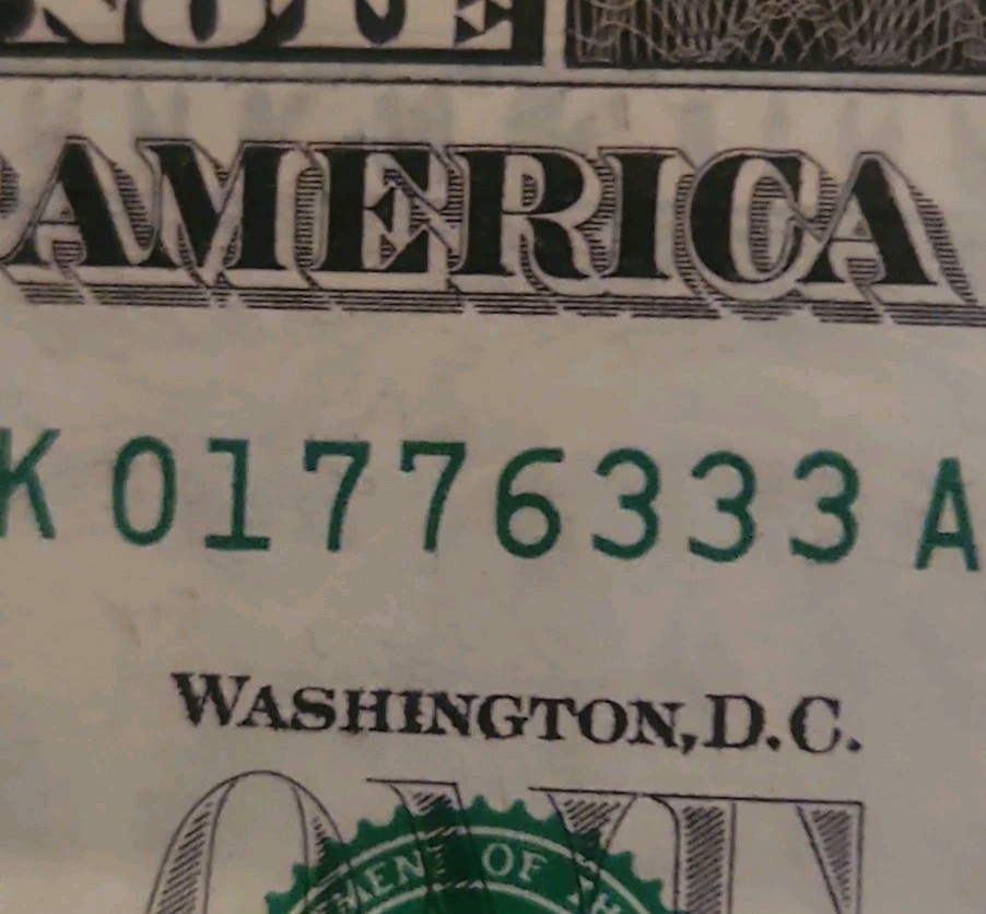 1776 Independence year Note $1 One Dollar Bill Fancy Serial Number